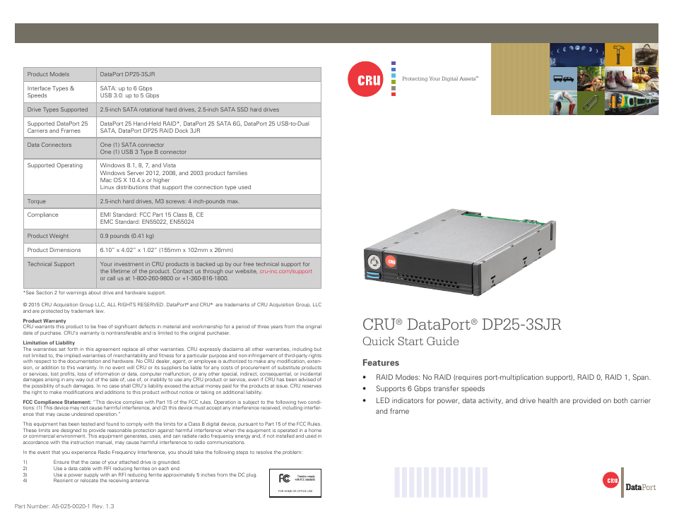 CRU DataPort DP25-3SJR User Manual | 2 pages