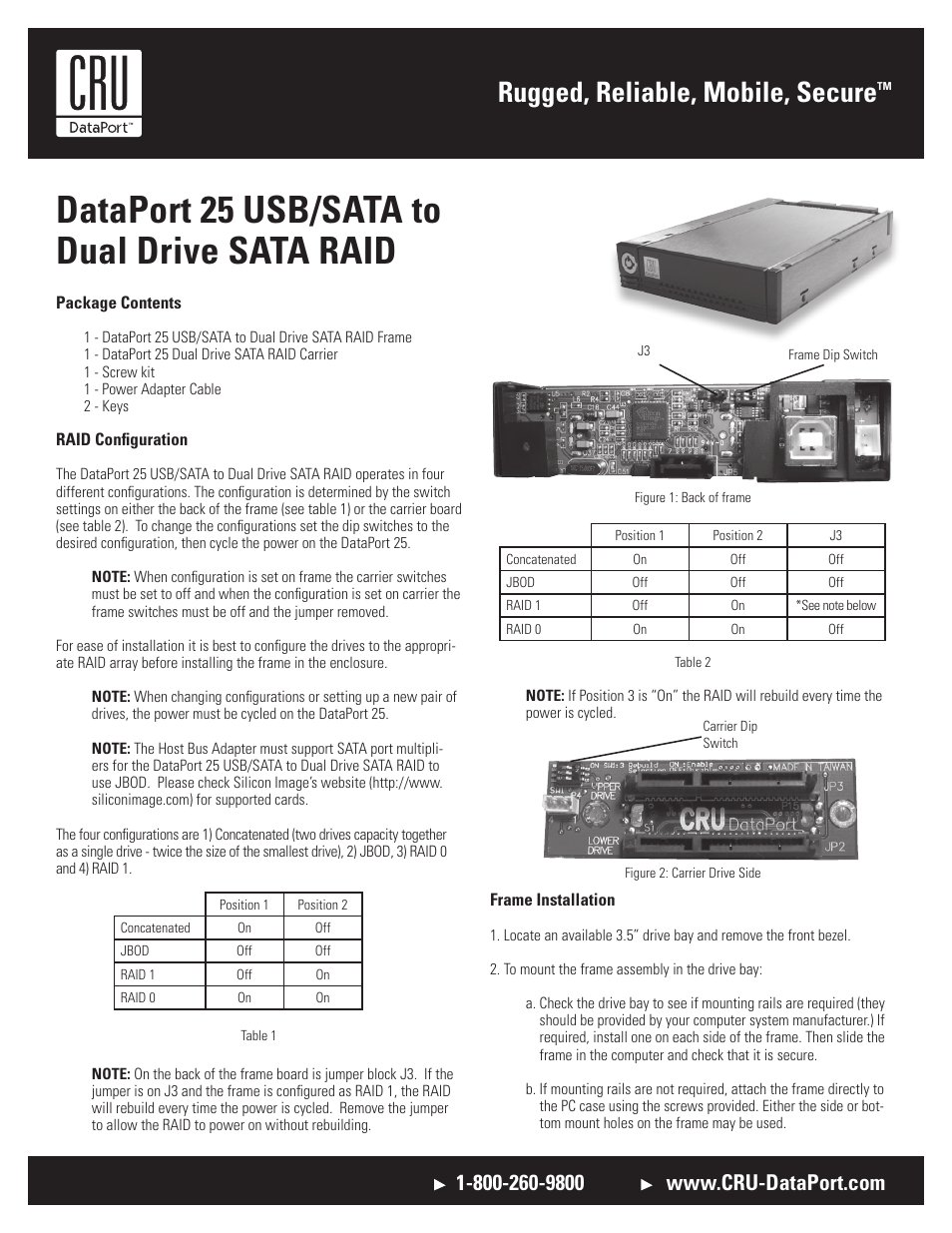 CRU DataPort 25 Hand-Held RAID User Manual | 2 pages