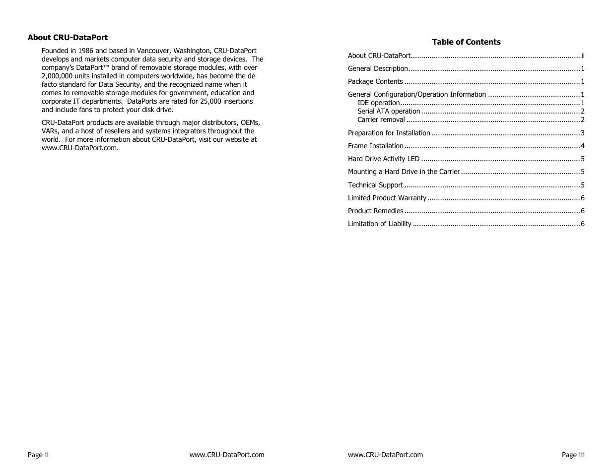 CRU DataPort 25 IDE User Manual | Page 2 / 6