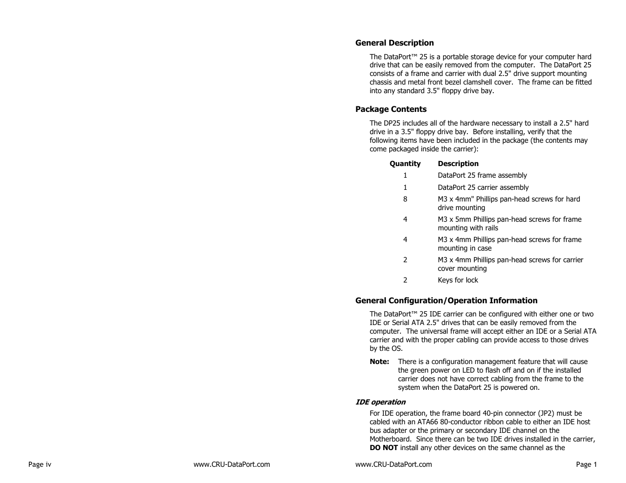 CRU DataPort 25 IDE User Manual | Page 3 / 6