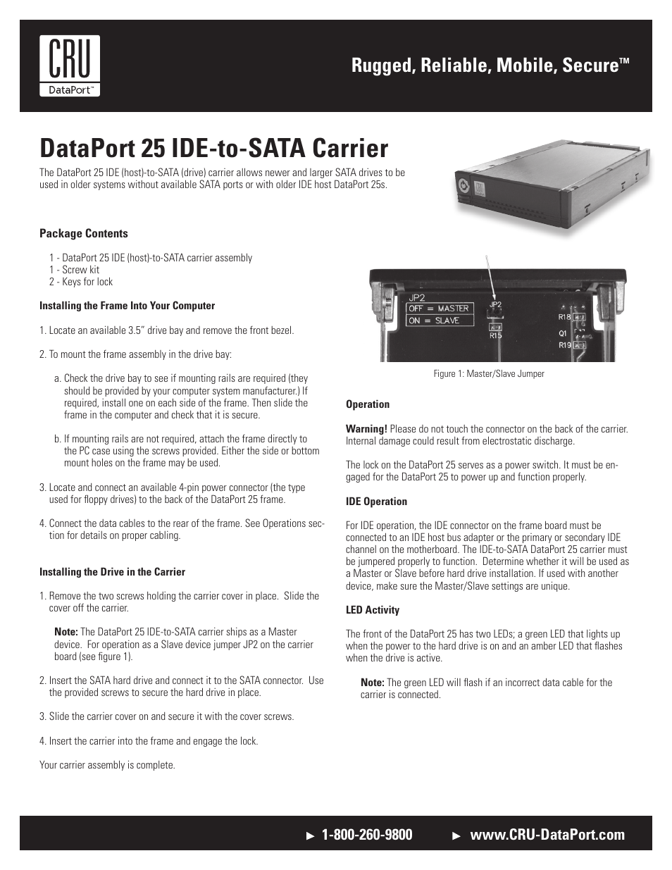 CRU DataPort 25 IDE-to-SATA User Manual | 2 pages