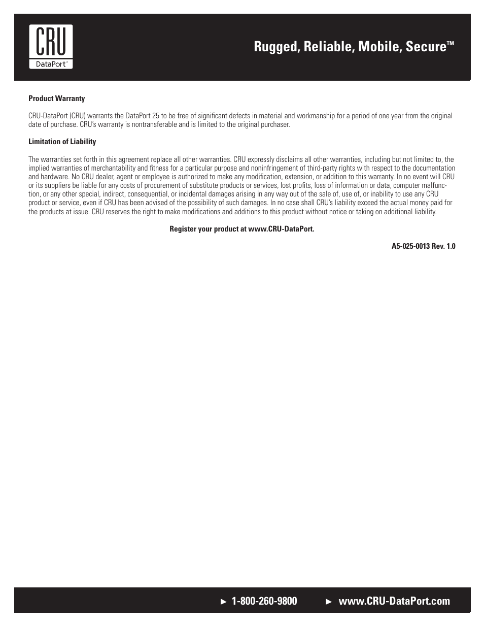 Rugged, reliable, mobile, secure | CRU DataPort 25 IDE-to-SATA User Manual | Page 2 / 2