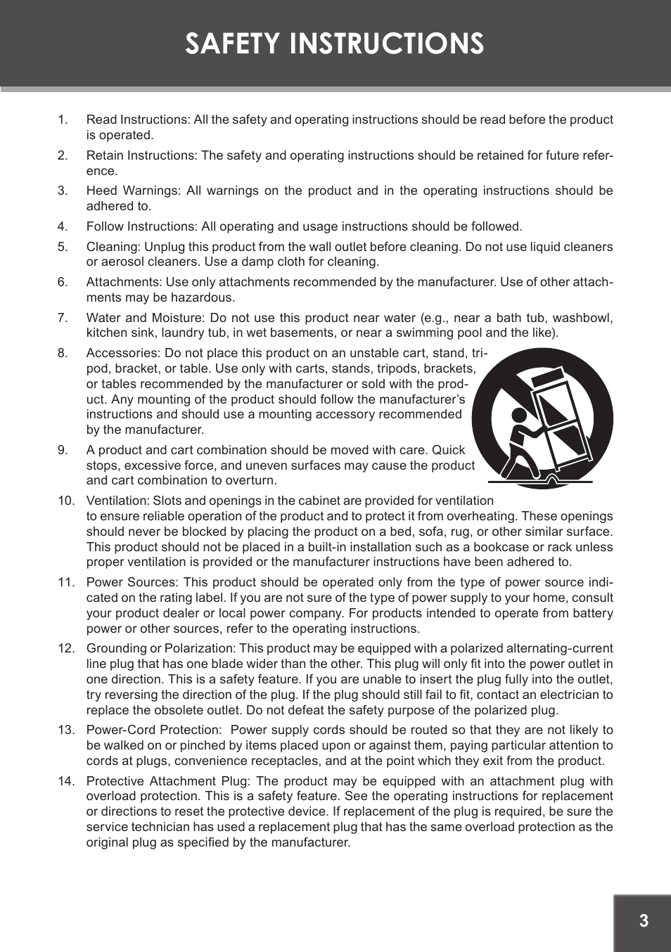 Safety instructions | COBY electronic TF-DVD1971 User Manual | Page 3 / 32