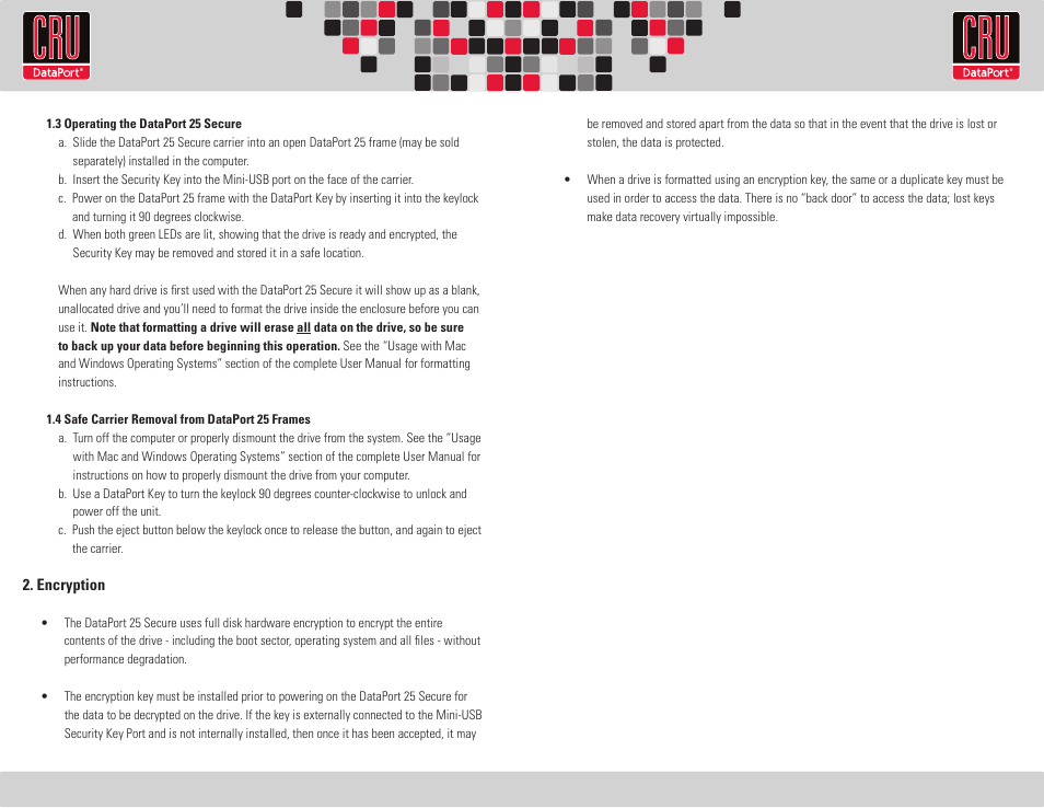 CRU DataPort 25 Secure User Manual | Page 2 / 2