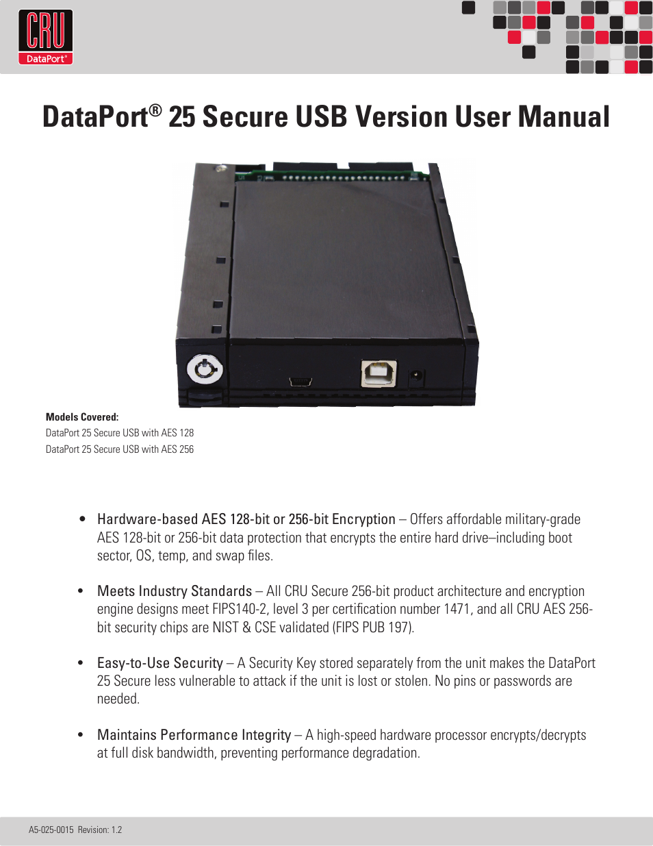 CRU DataPort 25 Secure USB User Manual | 7 pages