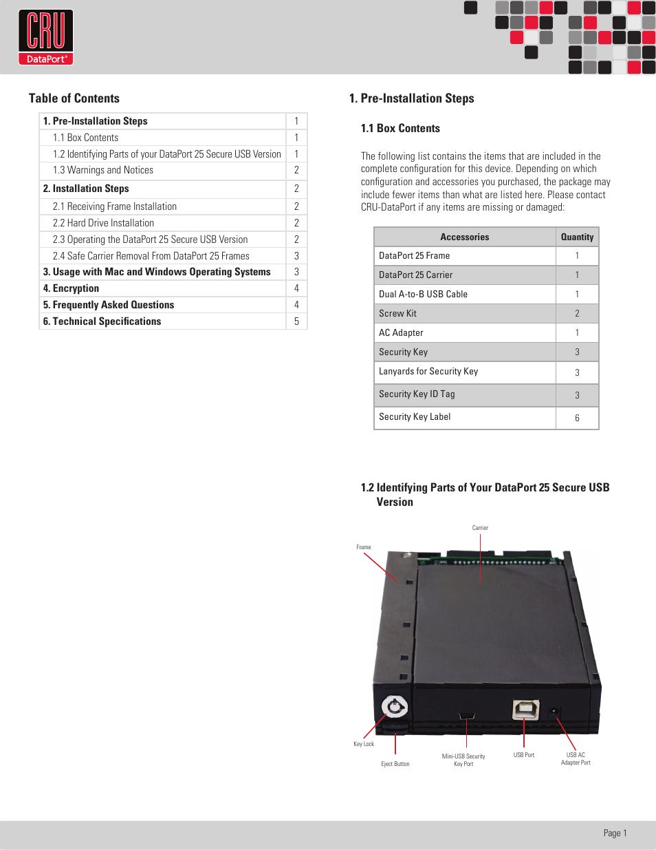 CRU DataPort 25 Secure USB User Manual | Page 2 / 7