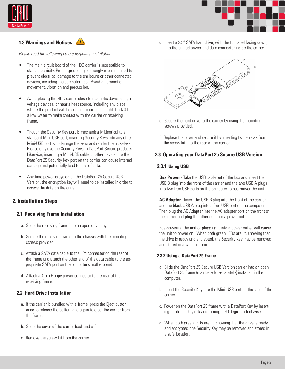 CRU DataPort 25 Secure USB User Manual | Page 3 / 7