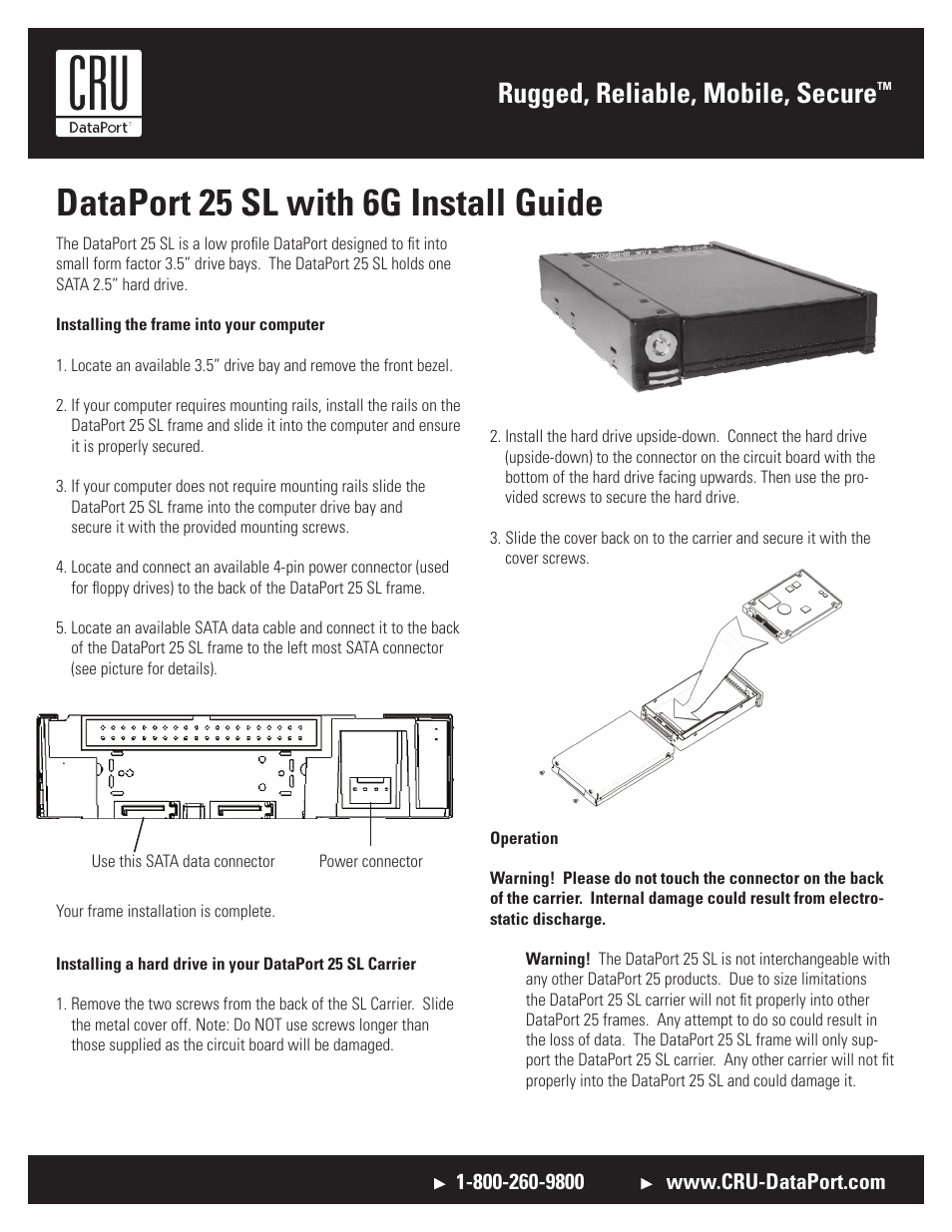 CRU DataPort 25 SL Slim-Line User Manual | 2 pages