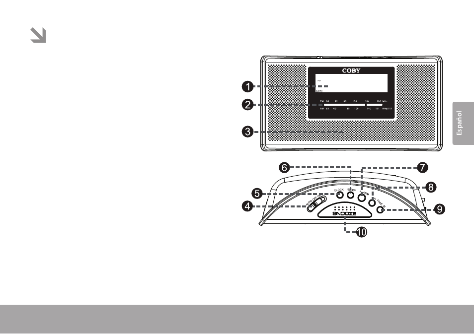 Ubicación de los controles y las piezas | COBY electronic CRA59 User Manual | Page 17 / 44