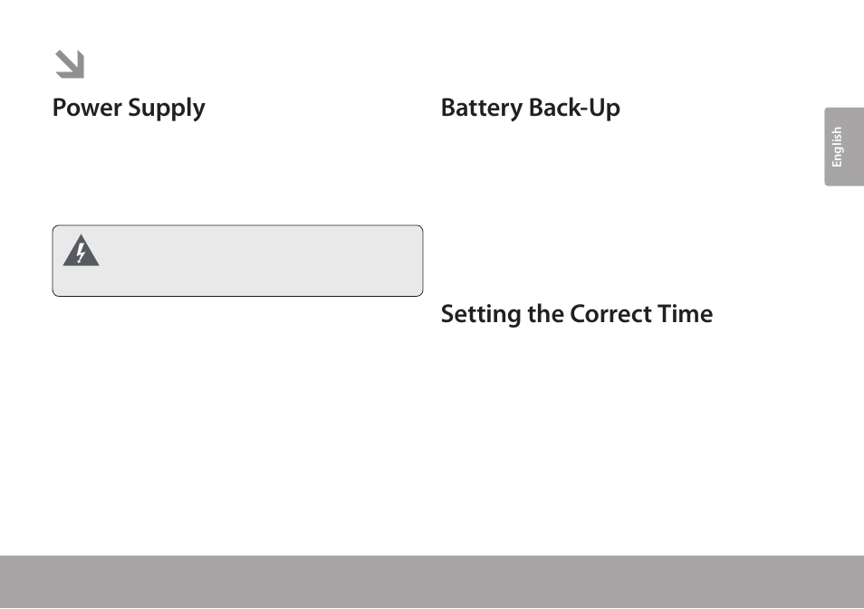 Getting started, Power supply, Battery back-up | Setting the correct time | COBY electronic CRA59 User Manual | Page 5 / 44