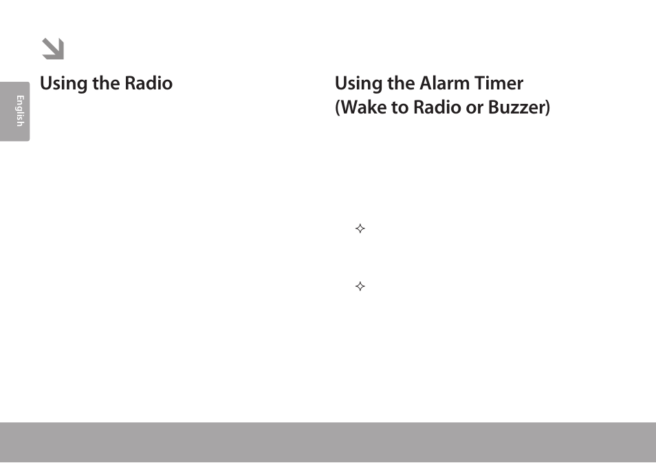 Operation, Using the radio, Using the alarm timer (wake to radio or buzzer) | COBY electronic CRA59 User Manual | Page 6 / 44