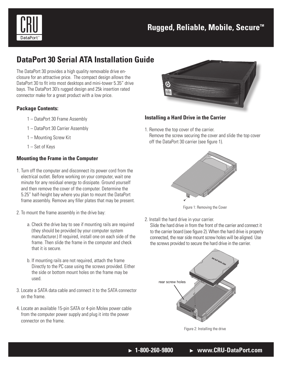 CRU DataPort 30 SATA User Manual | 2 pages