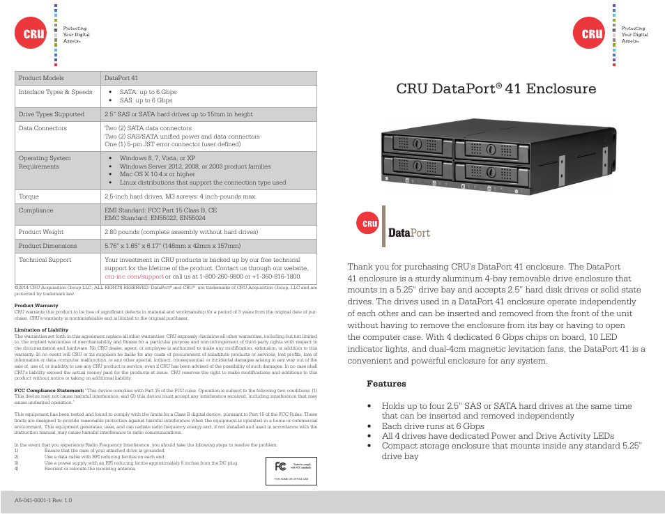CRU DataPort 41 User Manual | 2 pages