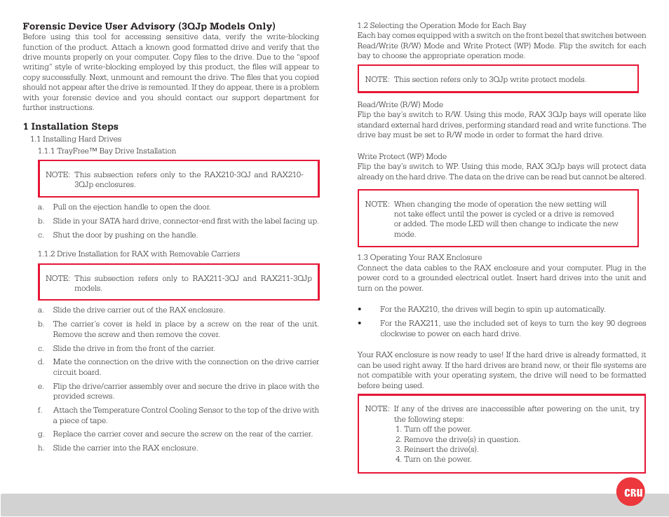 CRU RAX210-3QJ User Manual | Page 2 / 2