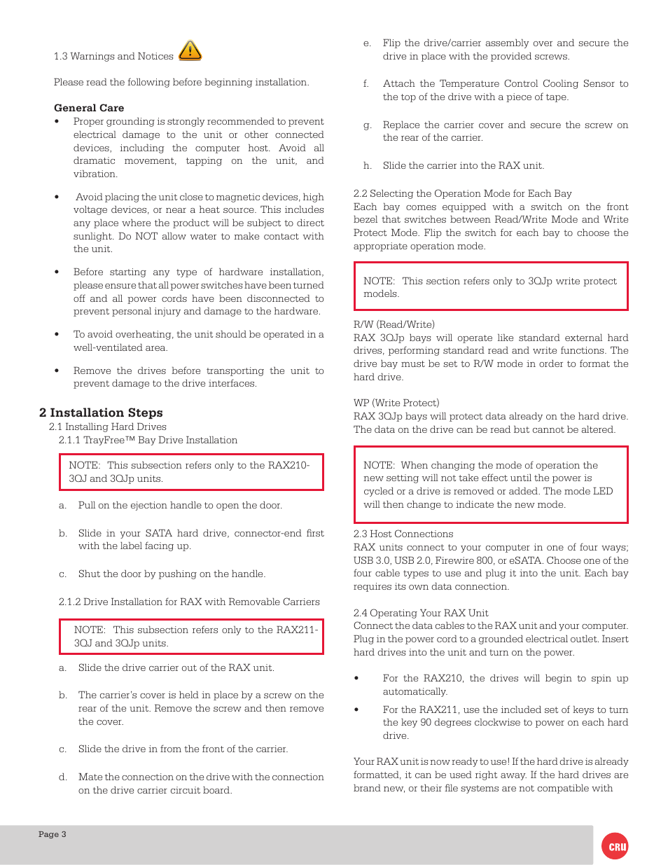 CRU RAX210-3QJ User Manual | Page 3 / 8