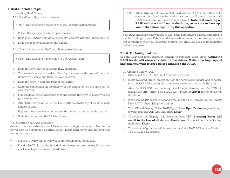 CRU RAX210-3QR User Manual | Page 2 / 2