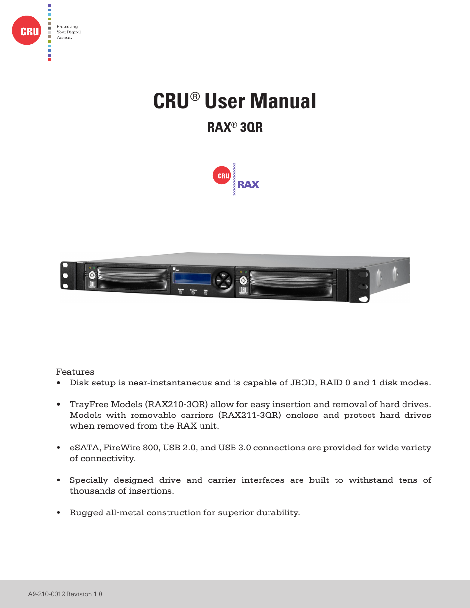 CRU RAX210-3QR User Manual | 10 pages