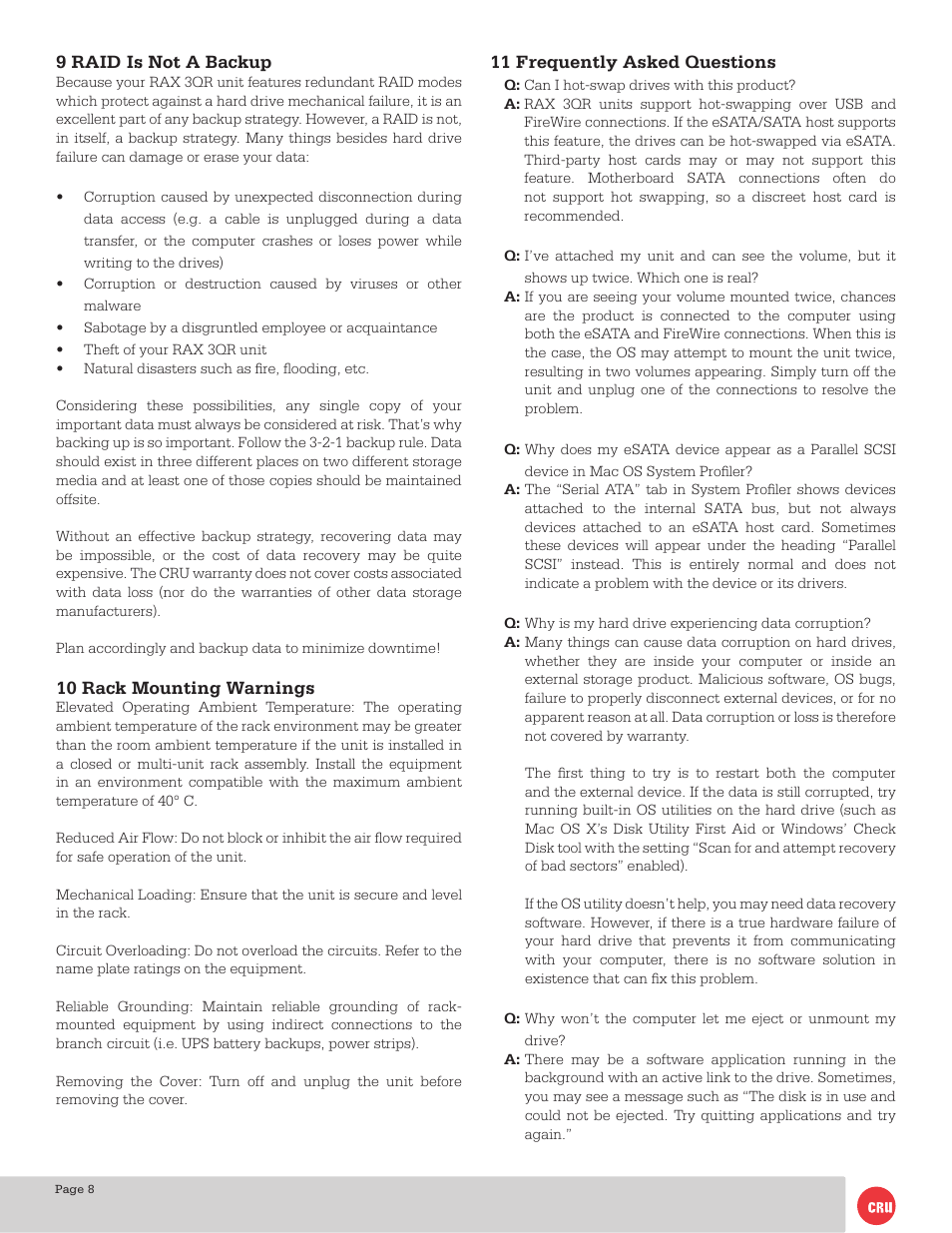 CRU RAX210-3QR User Manual | Page 8 / 10