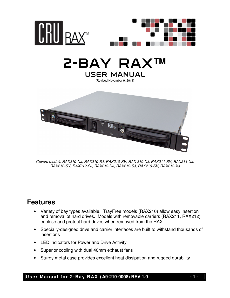 CRU RAX210-SJ User Manual | 9 pages