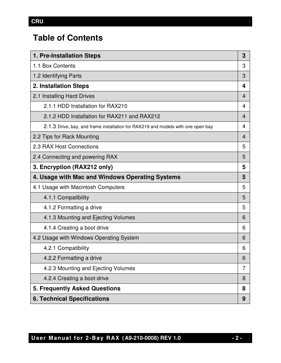 CRU RAX210-SJ User Manual | Page 2 / 9