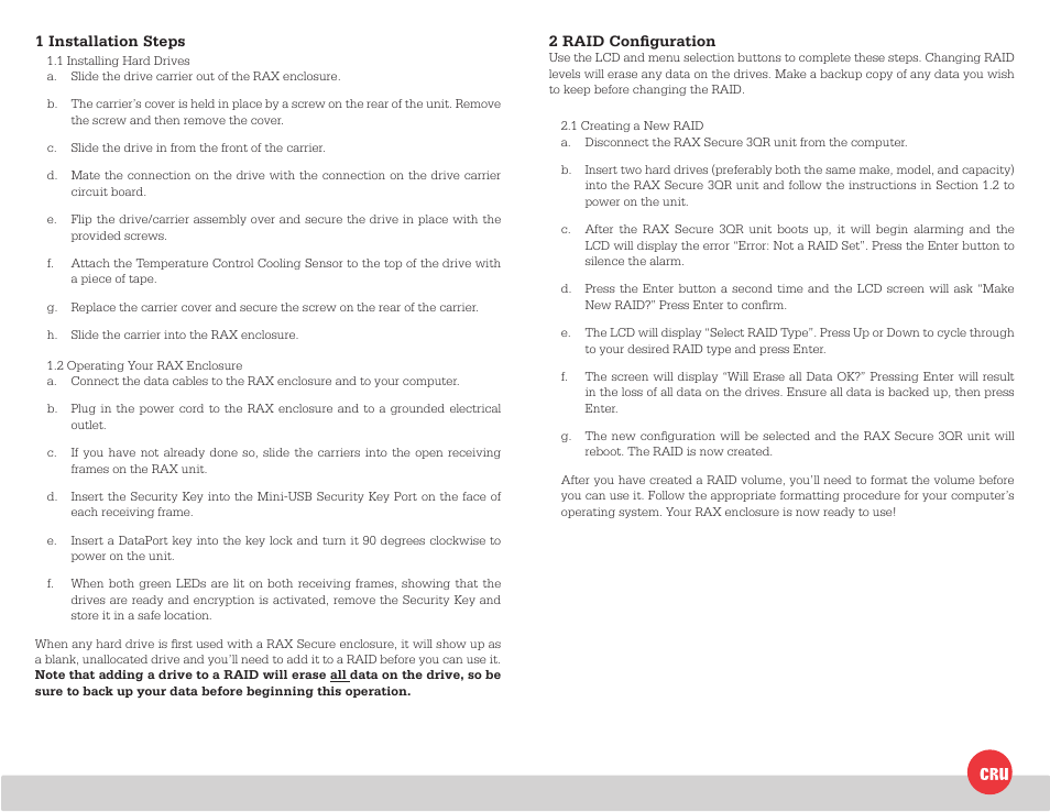 CRU RAX Secure 212-3QR User Manual | Page 2 / 2