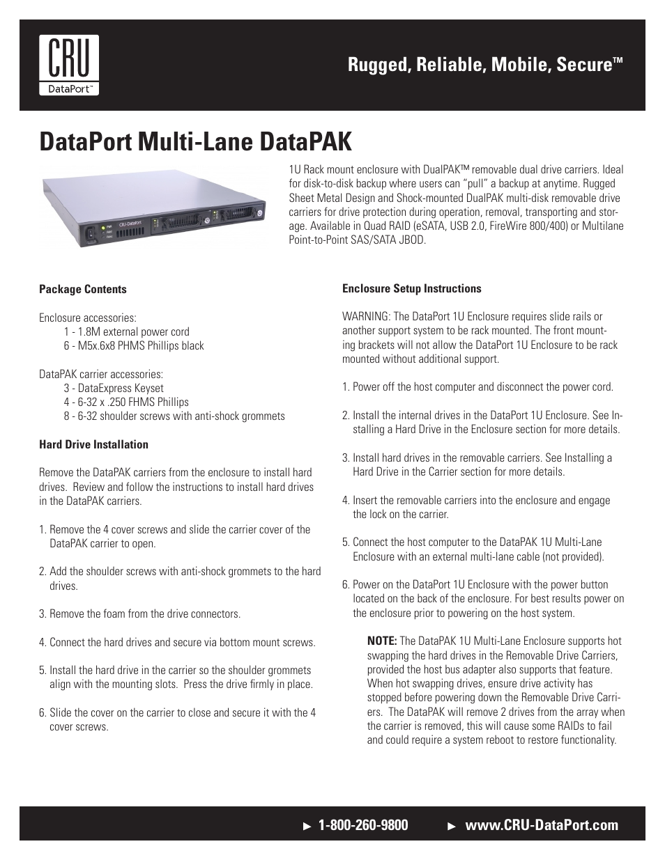 CRU DataPAK User Manual | 3 pages