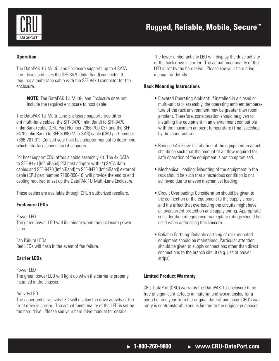Rugged, reliable, mobile, secure | CRU DataPAK User Manual | Page 2 / 3