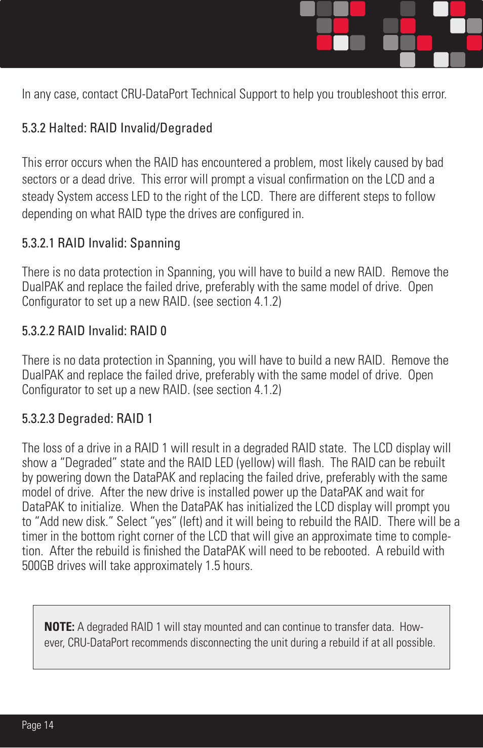CRU DataPAK User Manual | Page 14 / 24