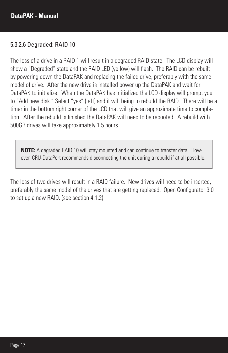 CRU DataPAK User Manual | Page 17 / 24