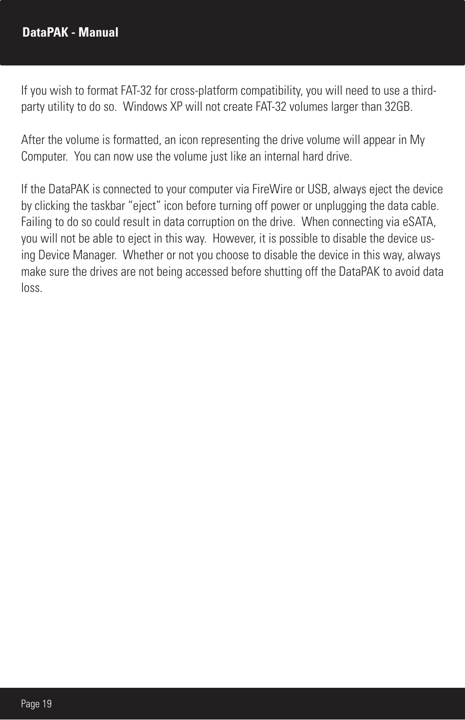 CRU DataPAK User Manual | Page 19 / 24