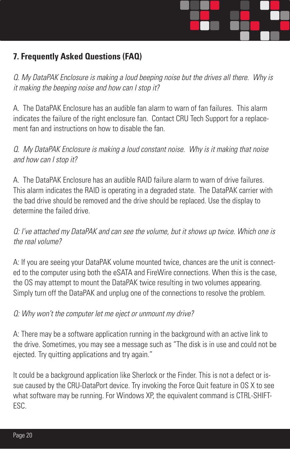 CRU DataPAK User Manual | Page 20 / 24