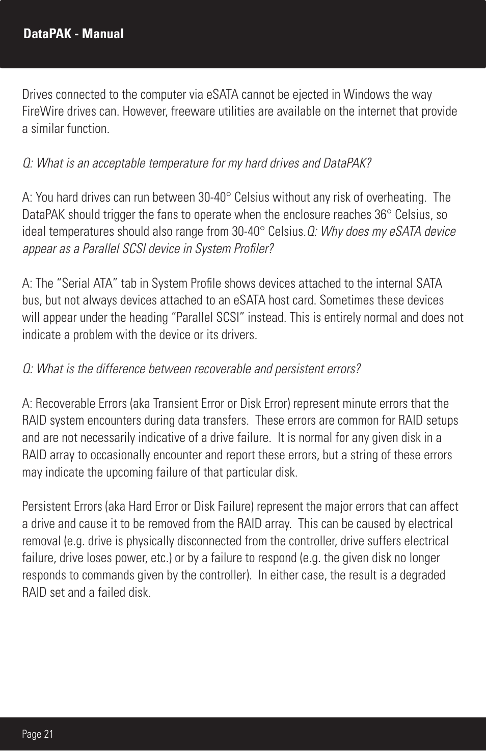 CRU DataPAK User Manual | Page 21 / 24
