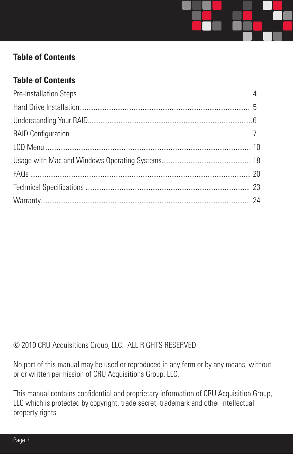 CRU DataPAK User Manual | Page 3 / 24