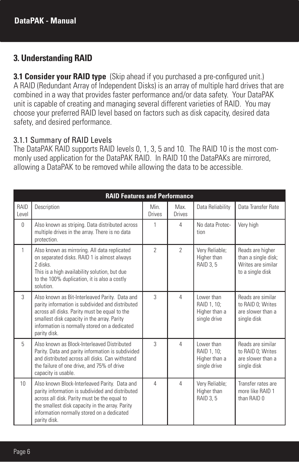 Understanding raid, Datapak - manual | CRU DataPAK User Manual | Page 6 / 24