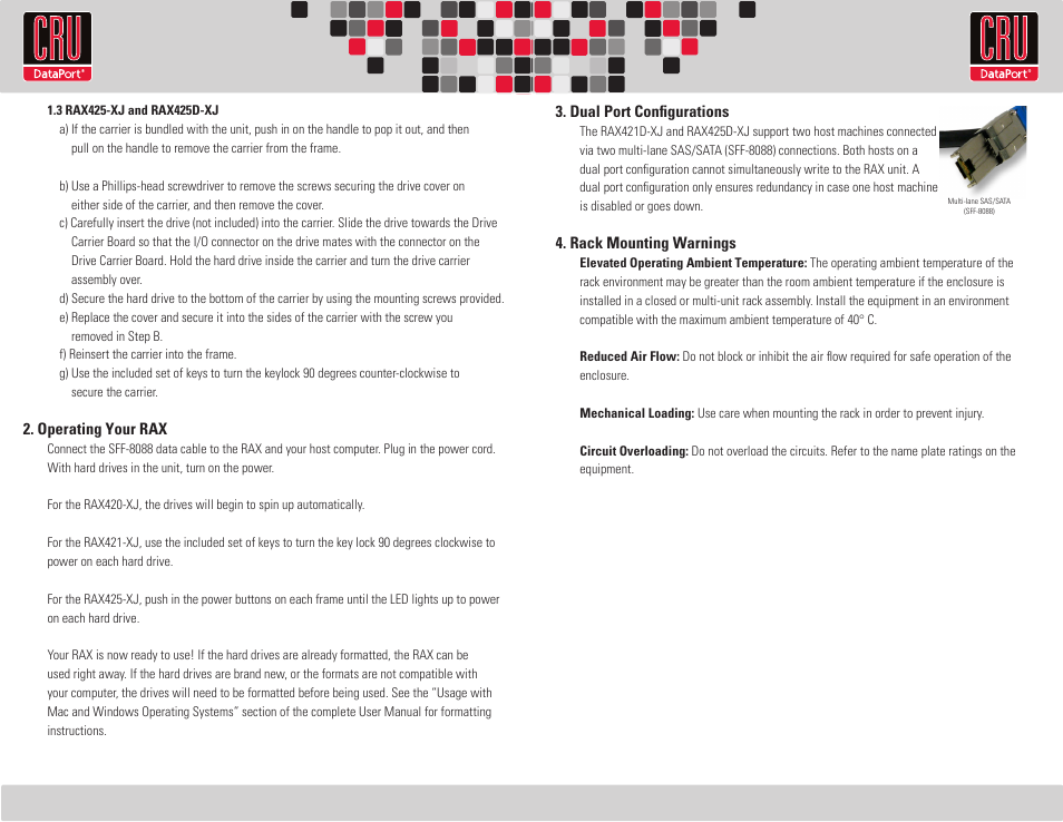 CRU RAX420-XJ User Manual | Page 2 / 2