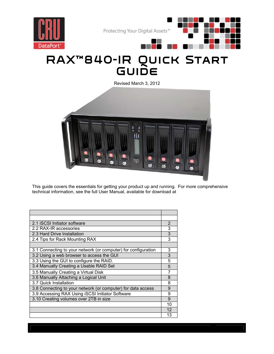 CRU RAX840-IR User Manual | 13 pages