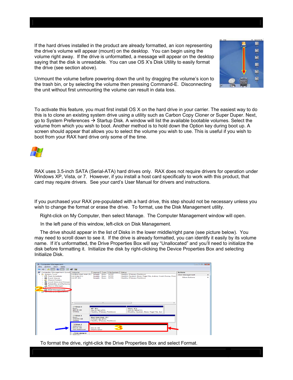 3 mounting and unmounting volumes, 4 creating a boot drive | CRU RAX840-IR User Manual | Page 11 / 13