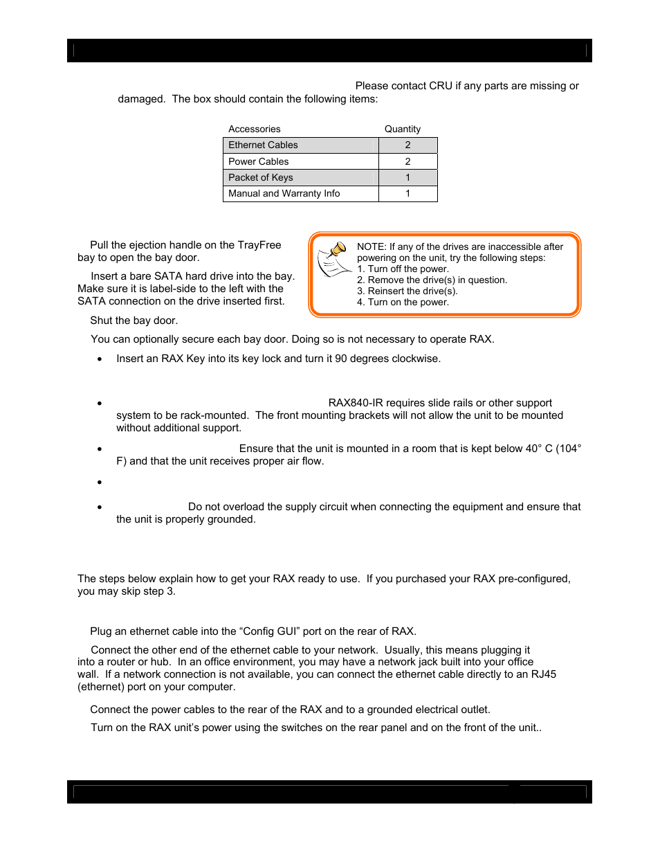 Setting up your rax | CRU RAX840-IR User Manual | Page 3 / 13