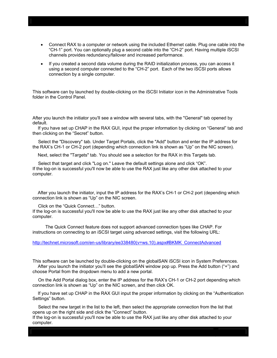 9 accessing rax using iscsi initiator software | CRU RAX840-IR User Manual | Page 9 / 13