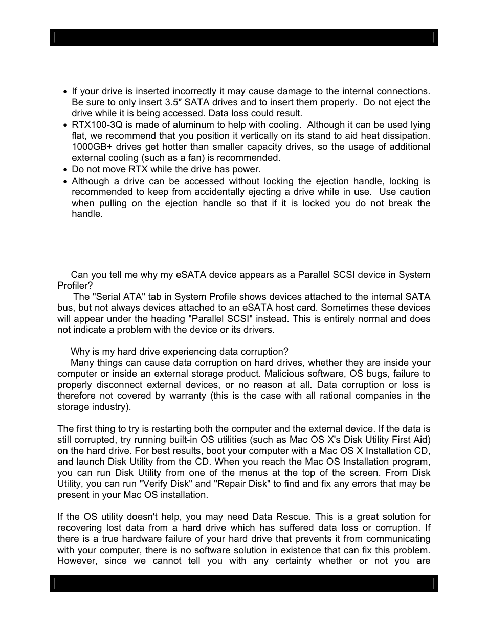 Warnings and notices, Frequently asked questions | CRU RTX100-3Q User Manual | Page 7 / 9