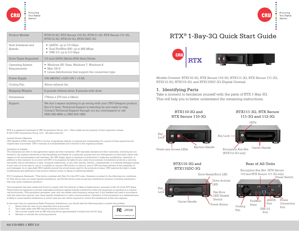 CRU RTX110-3Q User Manual | 2 pages