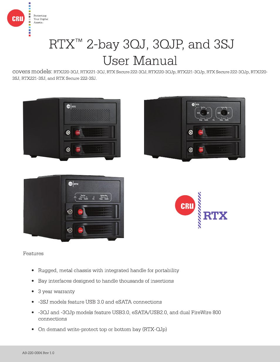CRU RTX220-3QJ User Manual | 8 pages