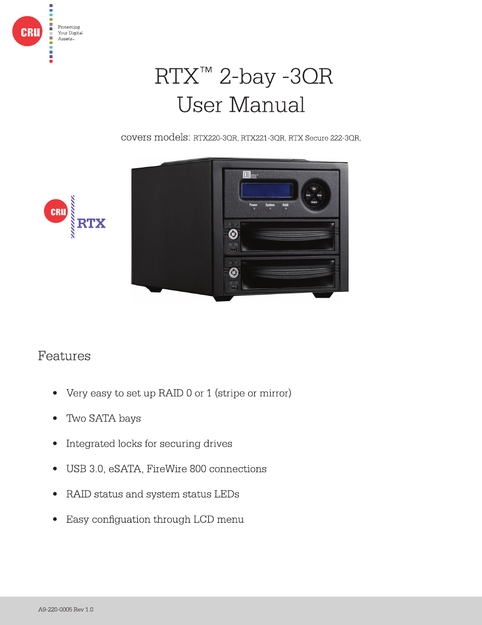 CRU RTX220-3QR User Manual | 9 pages