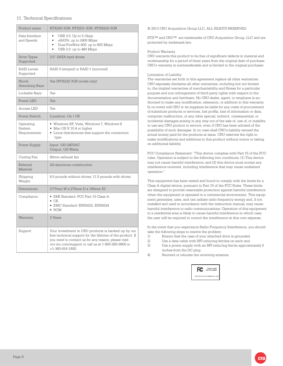CRU RTX220-3QR User Manual | Page 9 / 9
