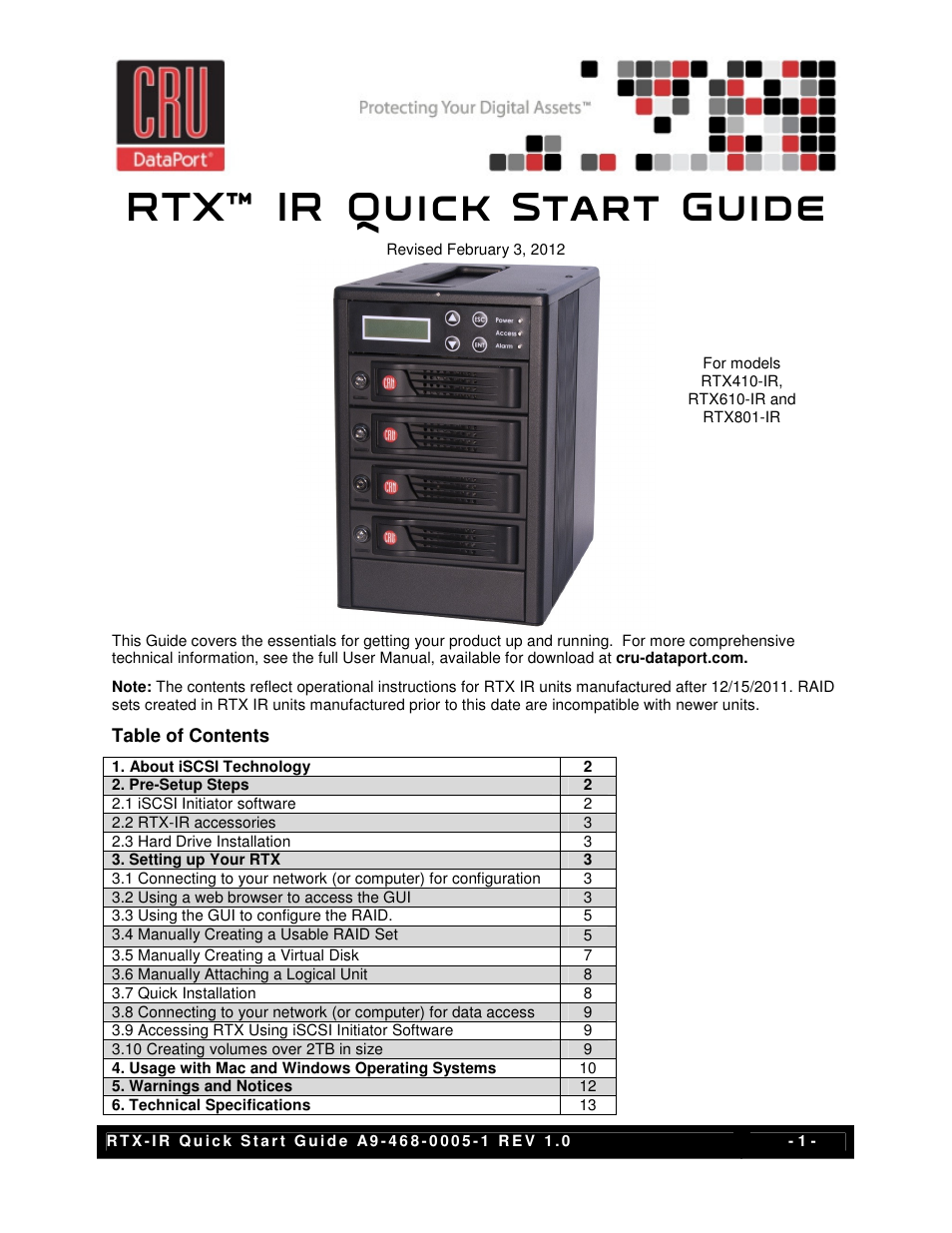 CRU RTX410-IR User Manual | 13 pages