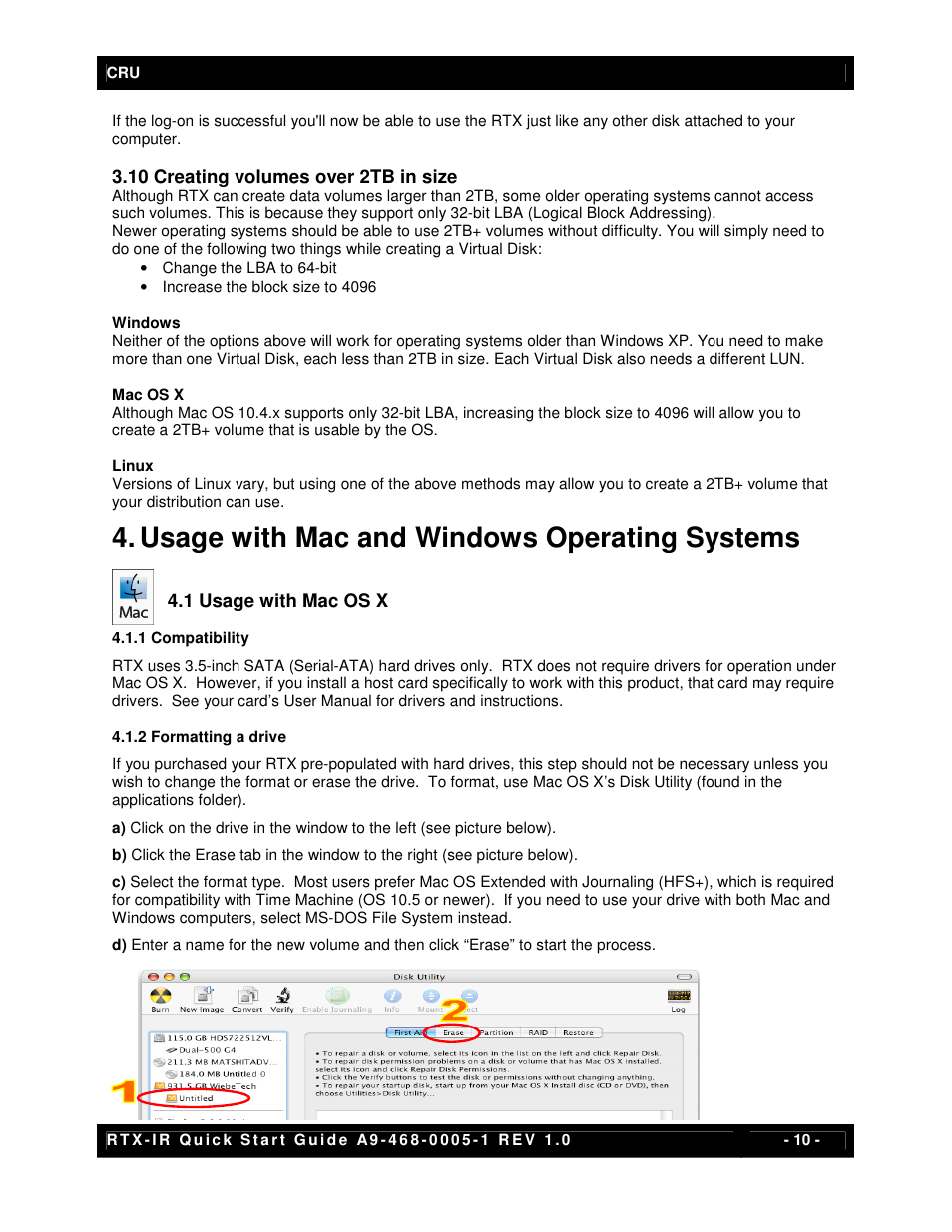 Usage with mac and windows operating systems | CRU RTX410-IR User Manual | Page 10 / 13