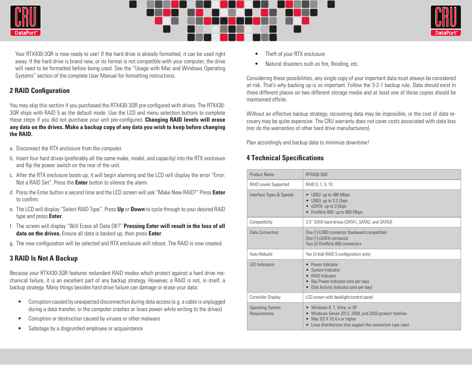 CRU RTX430-3QR User Manual | Page 2 / 2