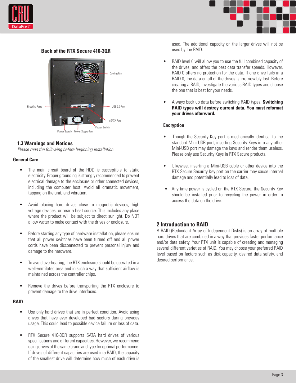 CRU RTX Secure 410-3QR User Manual | Page 3 / 10