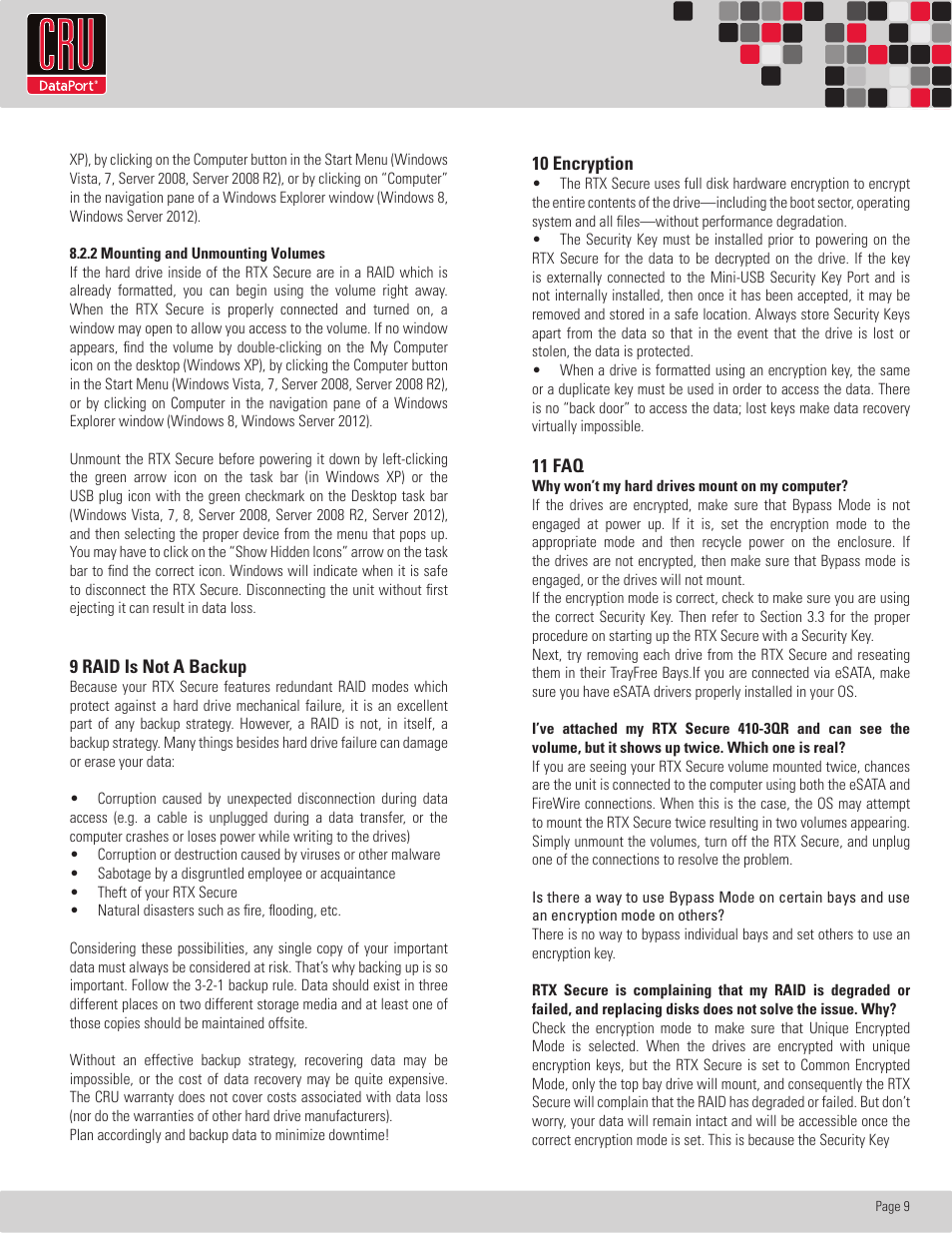 CRU RTX Secure 410-3QR User Manual | Page 9 / 10
