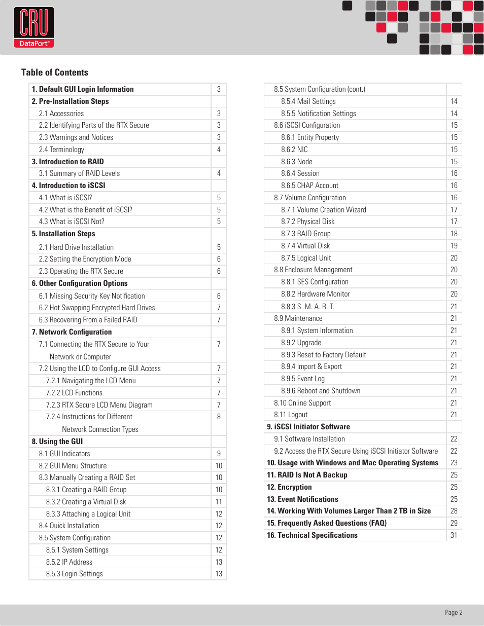 CRU RTX Secure 610-IR User Manual | Page 2 / 31